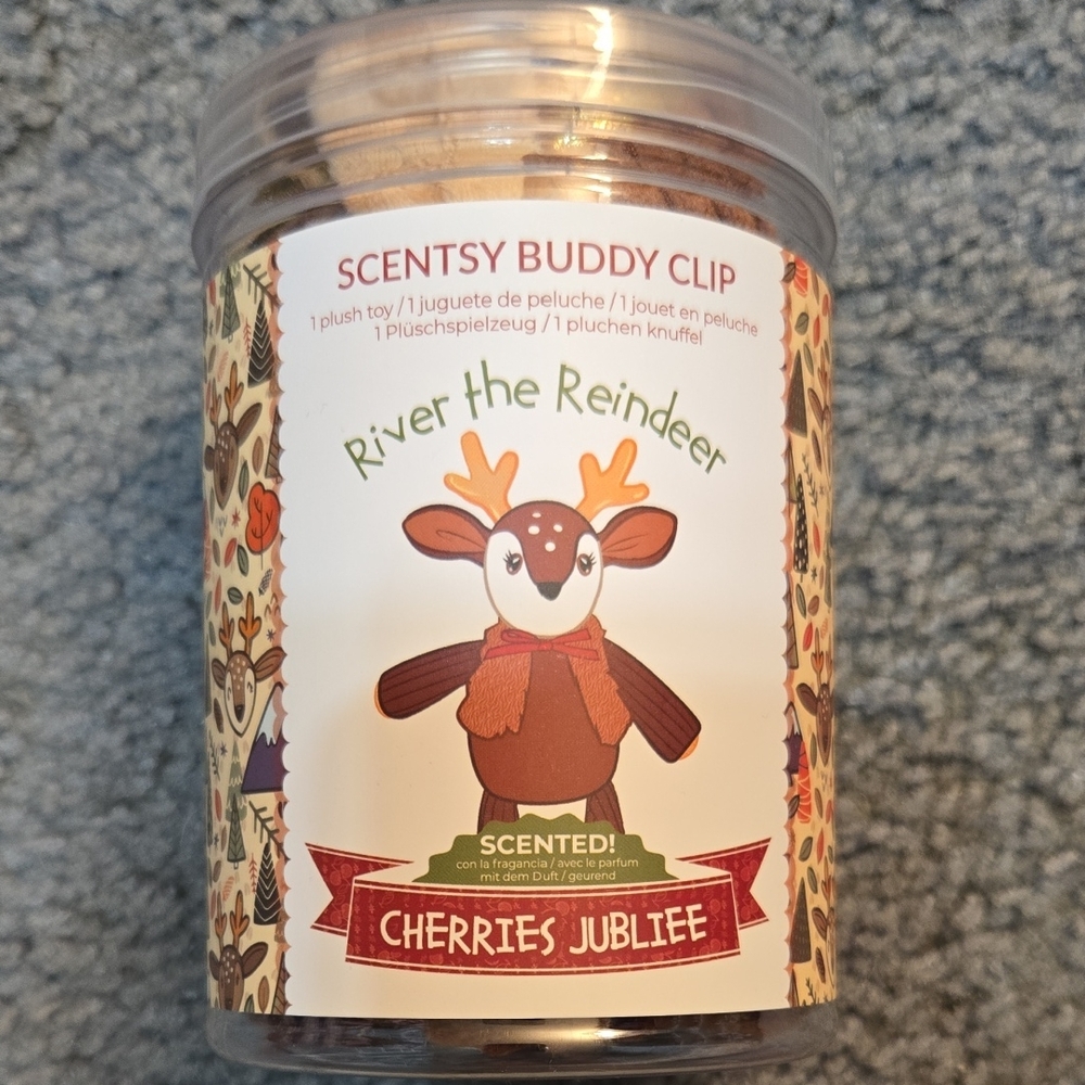 Scentsy Buddy Clip - River the Reindeer - Cherries Jubliee Scent New